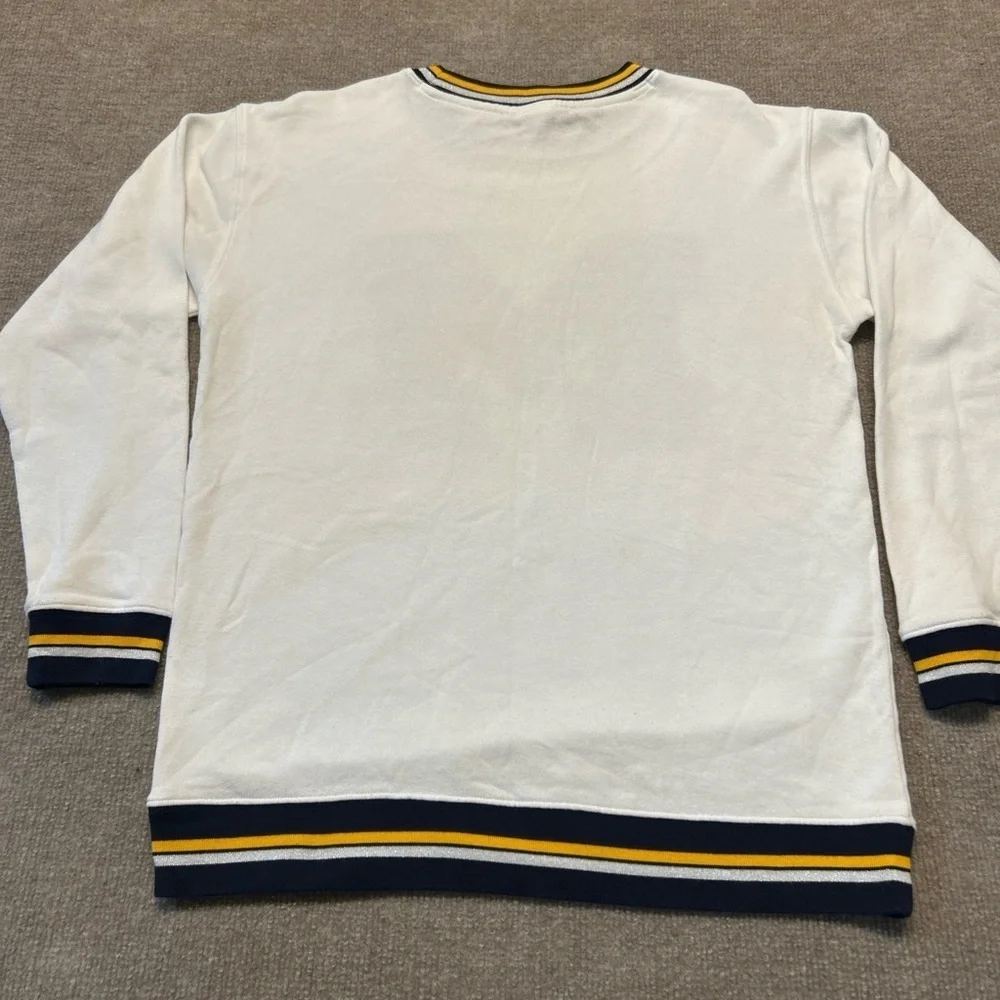 PINK Victoria's Secret White and Navy Crewneck Sweater